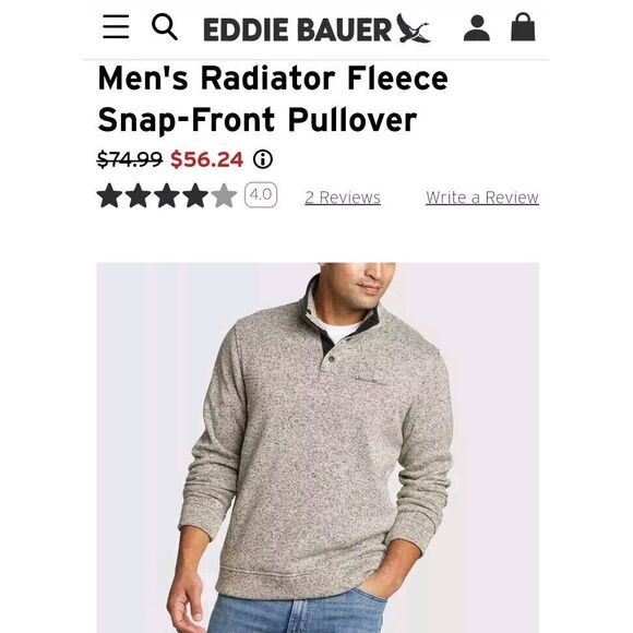 Eddie Bauer Radiator Fleece Mens Medium Gray Gorpcore Outdoors Snap Front Hiking - Picture 7 of 14